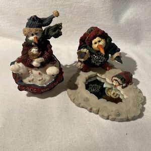 Boyds Bears Friends Collection of 2 Robin Christmas Orn Wee Folkstones Snowbird